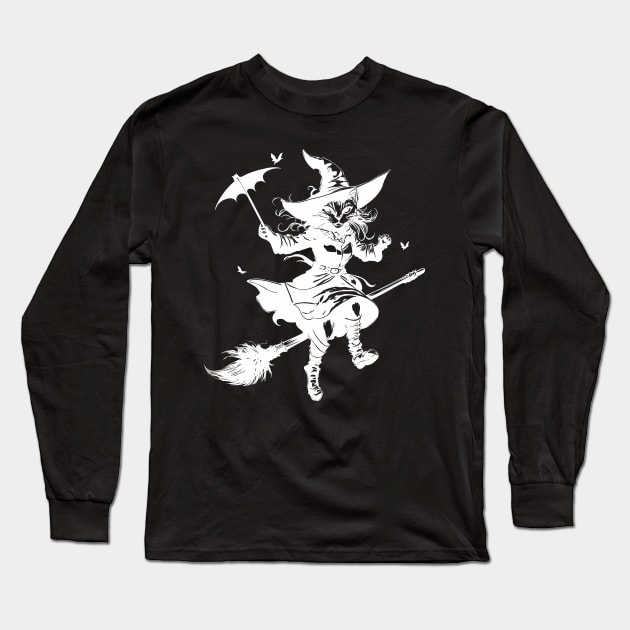 Witch cat Long Sleeve T-Shirt by aceofspace